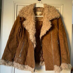 Michael Kors SUEDE and SHEARLING/LAMB FUR Moto Jacket